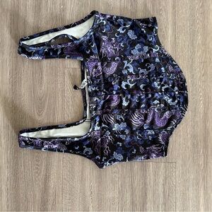 Motel Rocks Purple Black Cut Out Crop Bodysuit